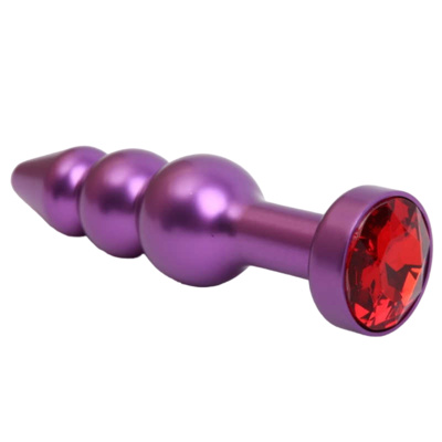 Фиолетовая фигурная анальная ёлочка с красным кристаллом 11,2 см 4sexdream (фиолетовый) 