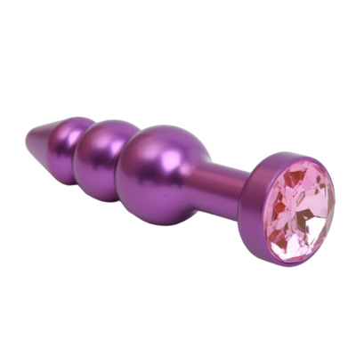 Фиолетовая фигурная анальная ёлочка с розовым кристаллом 11,2 см 4sexdream (фиолетовый) 