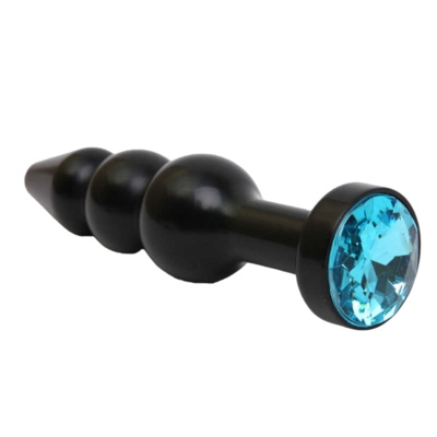 Чёрная анальная ёлочка с голубым кристаллом 11,2 см 4sexdream (черный) 