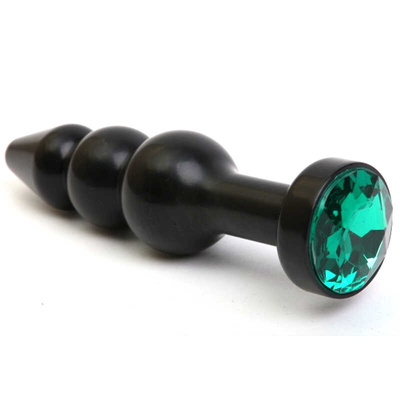Чёрная анальная ёлочка с зеленым кристаллом 11,2 см 4sexdream (черный) 