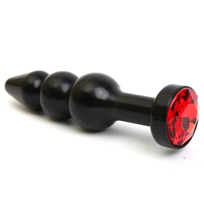 Чёрная анальная ёлочка с красным кристаллом 11,2 см 4sexdream (черный) 