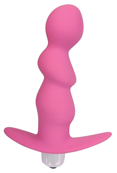 Розовый рельефный вибромассажер с ограничителем 9,5 см Bior toys 
