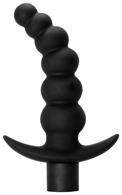 Чёрная анальная ёлочка с вибрацией Ecstasy 14 см Lola Toys (черный) 
