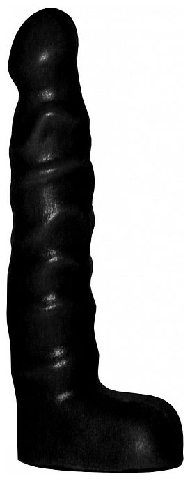Чёрный анальный стимулятор с мошонкой 14 см Сумерки Богов (черный) 