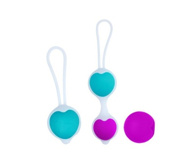 Набор из фиолетово-голубых вагинальных шариков с сердечками Baile 50865 (фиолетовый; голубой) 