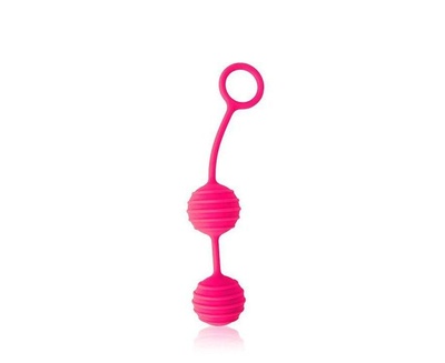 Розовые вагинальные шарики с ребрышками Cosmo Bior toys Cosmo с ребрышками (розовый) 