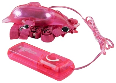 Розовый вибростимулятор в форме дельфина на регулируемых ремешках Seven Creations 