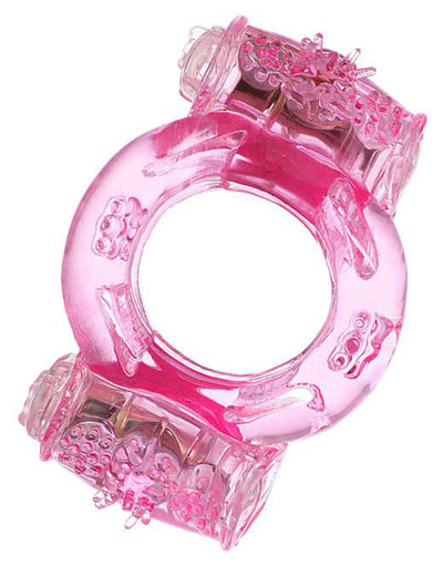 Эрекционное кольцо ToyFa с двумя батарейками розовый 