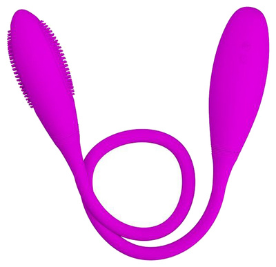 Двусторонний перезаряжаемый вибратор Snaky Vibe на гибком стержне 60 см Baile (фиолетовый) 