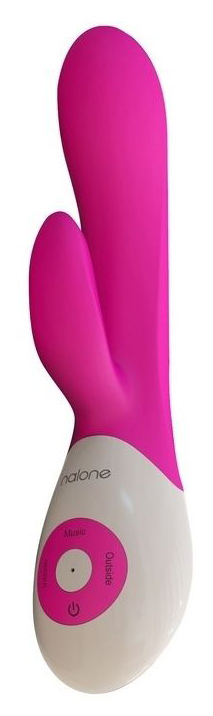 Розовый вибратор Nalone Rhythm с клиторальным стимулятором 21,6 см 