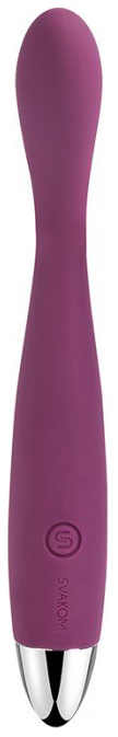 Фиолетовый гибкий тонкий вибратор Coco для G-стимуляции 18,2 см Svakom 