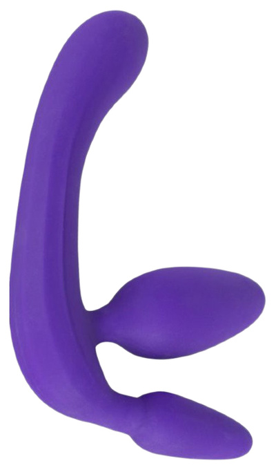 Фиолетовый безремневой страпон с двумя пробками Orion 