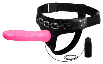 Женский розовый страпон с вибрацией 18,5 см Baile (розовый; черный) 