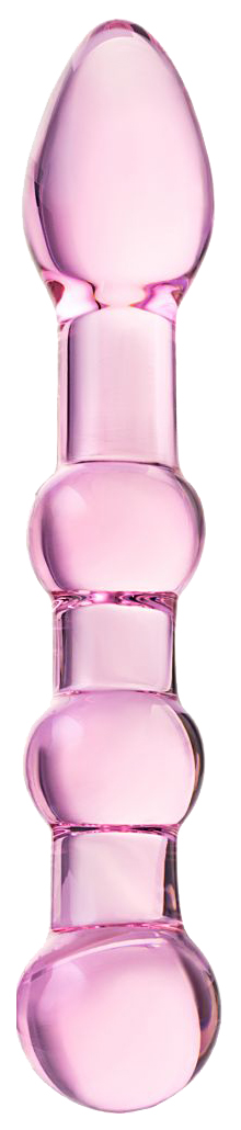 Розовый фаллоимитатор-ёлочка из прозрачного стекла 17 см Sexus 