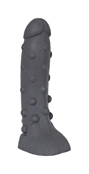 Тёмно-серый фаллоимитатор Троллик с крупными шишечками 27 см Erasexa 
