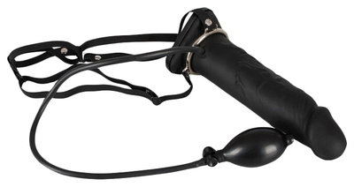 Полый страпон с эффектом увеличения Inflatable Strap-On 18,5 см Orion (черный) 