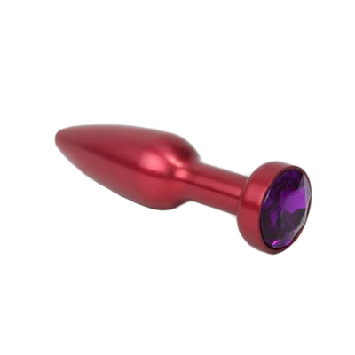 Анальная пробка большая красная с фиолетовым стразом 11,2 см 4sexdream (красный) 
