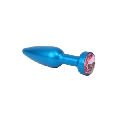 Большая синяя анальная пробка с розовым стразом 11,2 см 4sexdream (синий) 