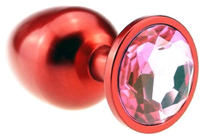 Красная анальная пробка с розовым стразом 8,2 см 4sexdream (красный) 