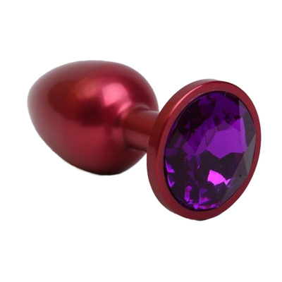 Анальная пробка красная с фиолетовым стразом 7,6 см 4sexdream (красный) 
