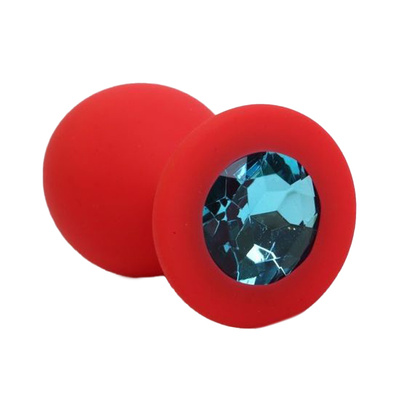 Красная силиконовая пробка с голубым стразом 8,2 см 4sexdream (красный) 