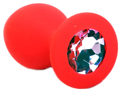 Красная силиконовая пробка с розовым стразом 8,2 см 4sexdream (красный) 