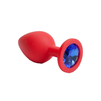 Красная силиконовая пробка с синим кристаллом 9,5 см 4sexdream (красный) 