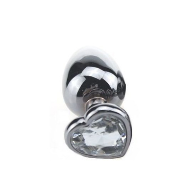 Малая серебристая пробка с прозрачным кристаллом-сердечком 7,5 см 4sexdream (серебристый) 