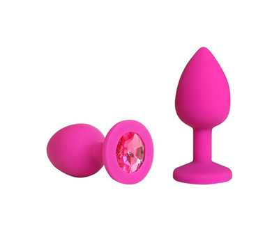 Розовая конусовидная анальная пробка с малиновым кристаллом 7,3 см Bior toys (розовый) 