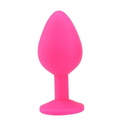 Розовая конусовидная анальная пробка с прозрачным кристаллом 7,3 см Bior toys (розовый) 