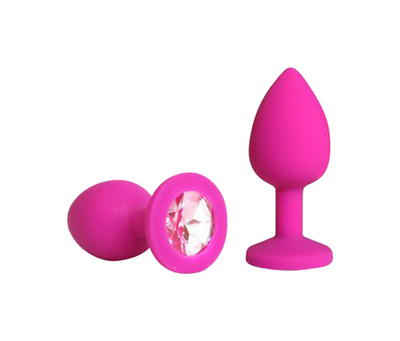 Розовая конусовидная анальная пробка с розовым кристаллом 7,3 см Bior toys (розовый) 