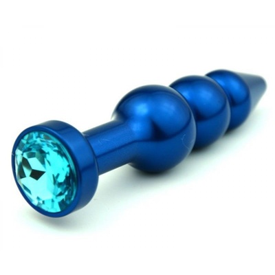 Синяя фигурная анальная пробка с голубым кристаллом 11,2 см 4sexdream (синий) 