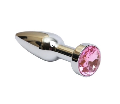 Удлинённая серебристая пробка с розовым кристаллом 11,2 см 4sexdream (серебристый) 