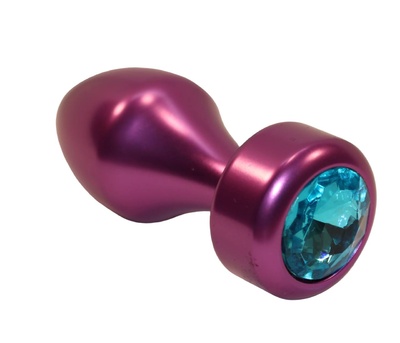 Фиолетовая анальная пробка с голубым кристаллом 7,8 см 4sexdream (фиолетовый) 