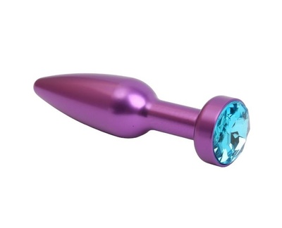 Фиолетовая анальная пробка с голубым стразом 11,2 см 4sexdream (фиолетовый) 