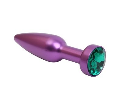 Фиолетовая анальная пробка с зелёным стразом 11,2 см 4sexdream (фиолетовый) 