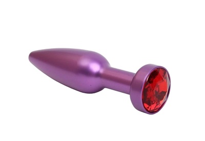 Фиолетовая анальная пробка с красным стразом 11,2 см 4sexdream (фиолетовый) 