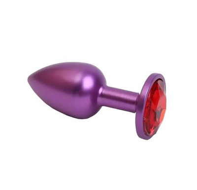 Фиолетовая анальная пробка с красным стразом 7,6 см 4sexdream (фиолетовый) 