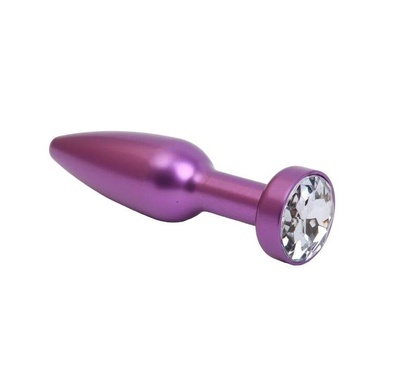 Фиолетовая анальная пробка с прозрачным стразом 11,2 см 4sexdream (фиолетовый) 