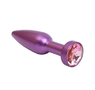 Фиолетовая анальная пробка с розовым стразом 11,2 см 4sexdream (фиолетовый) 