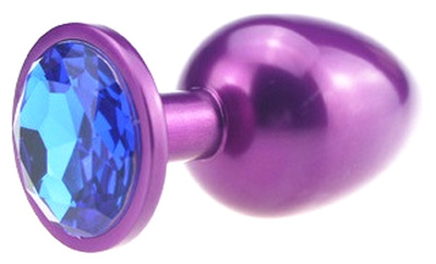 Фиолетовая анальная пробка с синим стразом 7,6 см 4sexdream (фиолетовый) 