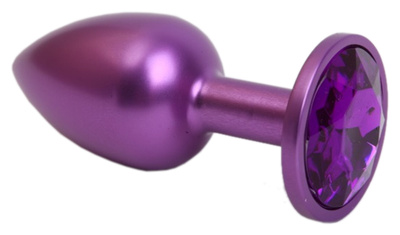 Фиолетовая анальная пробка с фиолетовым стразом 7,6 см 4sexdream (фиолетовый) 
