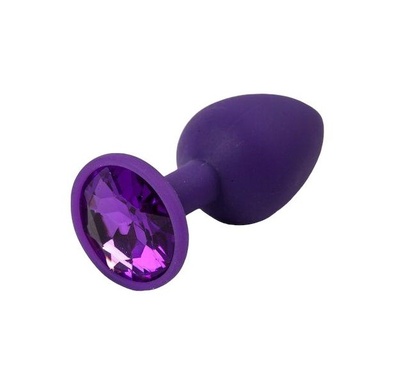 Фиолетовая силиконовая анальная пробка с фиолетовым стразом 7,1 см 4sexdream (фиолетовый) 