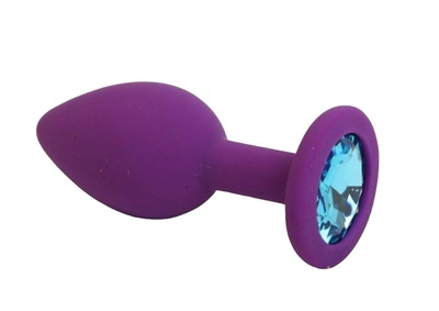 Фиолетовая силиконовая пробка с голубым стразом 7,1 см 4sexdream (фиолетовый) 