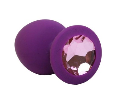 Фиолетовая силиконовая пробка с розовым стразом 8,2 см 4sexdream (фиолетовый) 