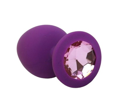 Фиолетовая силиконовая пробка с розовым стразом 9,5 см 4sexdream (фиолетовый) 