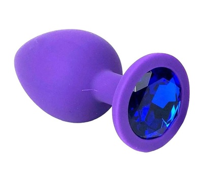Фиолетовая силиконовая пробка с синим кристаллом 9,5 см 4sexdream (фиолетовый) 