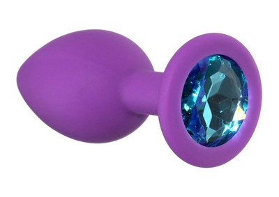 Фиолетовая силиконовая пробка с синим стразом 7,1 см 4sexdream (фиолетовый) 