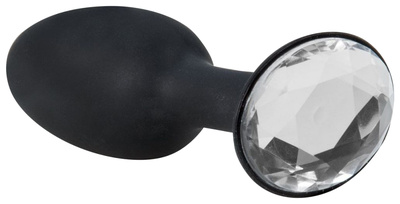 Чёрная анальная пробка с кристаллом в основании 10,5 см Seven Creations (черный) 