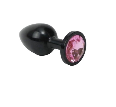 Чёрная анальная пробка с розовым стразом 7,6 см 4sexdream (черный) 